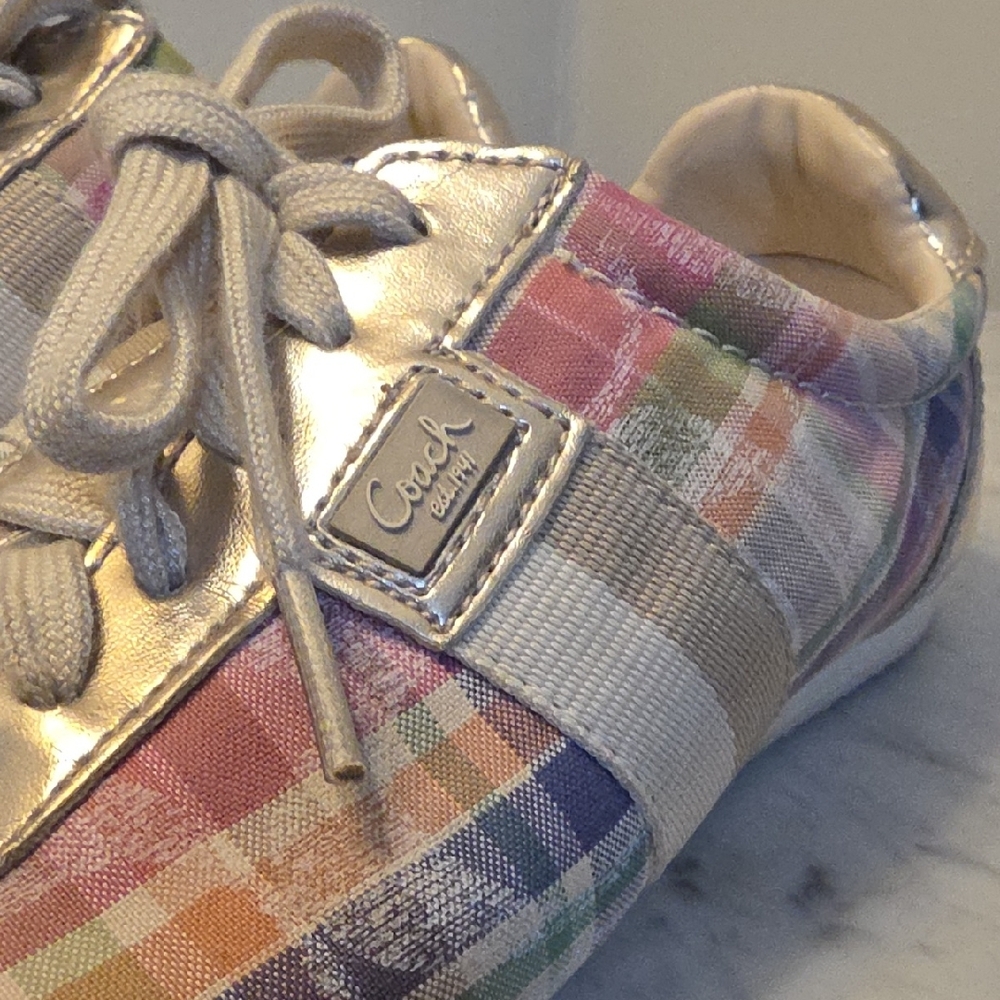 Coach Shoes Size 7.5 Pastel Plaid - Picture 2 of 7